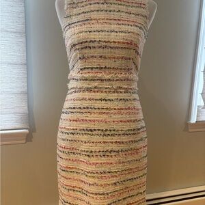 J. Crew White Multicolor Striped  Dress